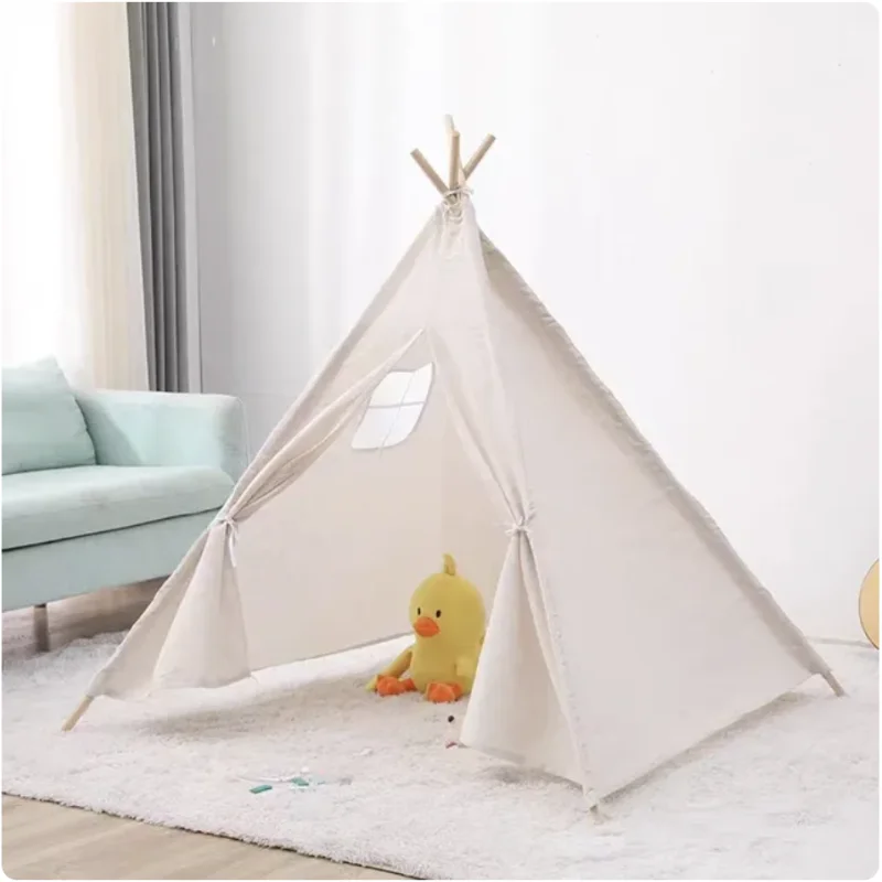 Indoor Play House Toy Cotton Canvas 1.1M Camping tent Birthday Gift Folding Indian Children Tent Wigwam For Kids casa de campaña