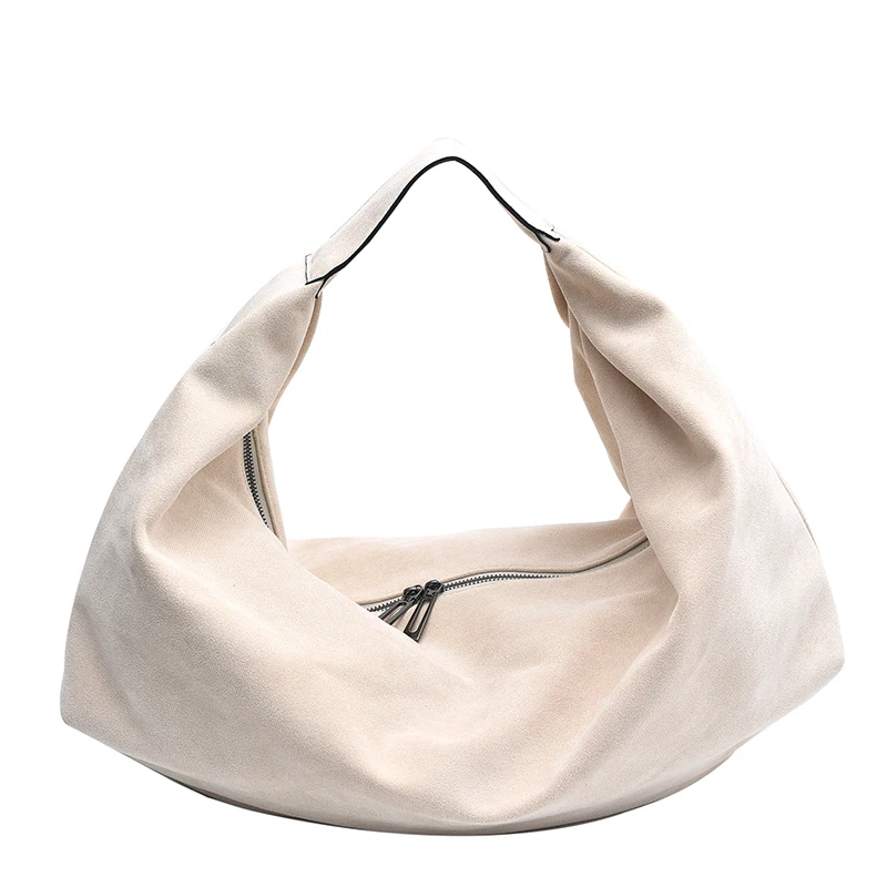 

Women Suede Slouchy Hobo Bag Solid Color Tote Bag Trendy Crescent Bag Handbag for Work Travel Shopping