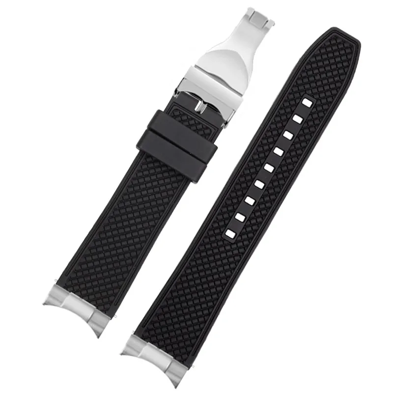 Metal End Link Curved End With Fluoro Rubber Strap 20mm Waterproof Quick Release Bracelet Fit for 39mm Tudor Black Bay GMT