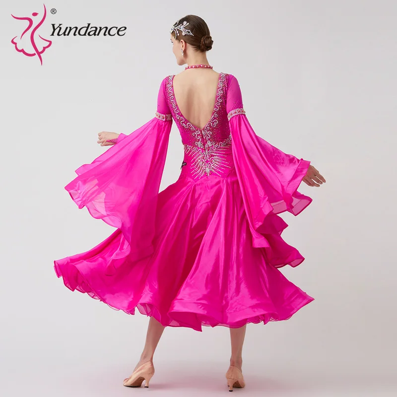 B-23169 New Women Modern Dance Rhinestone Color Diversity Dress Ballroom National Standard Waltz Competition Performance