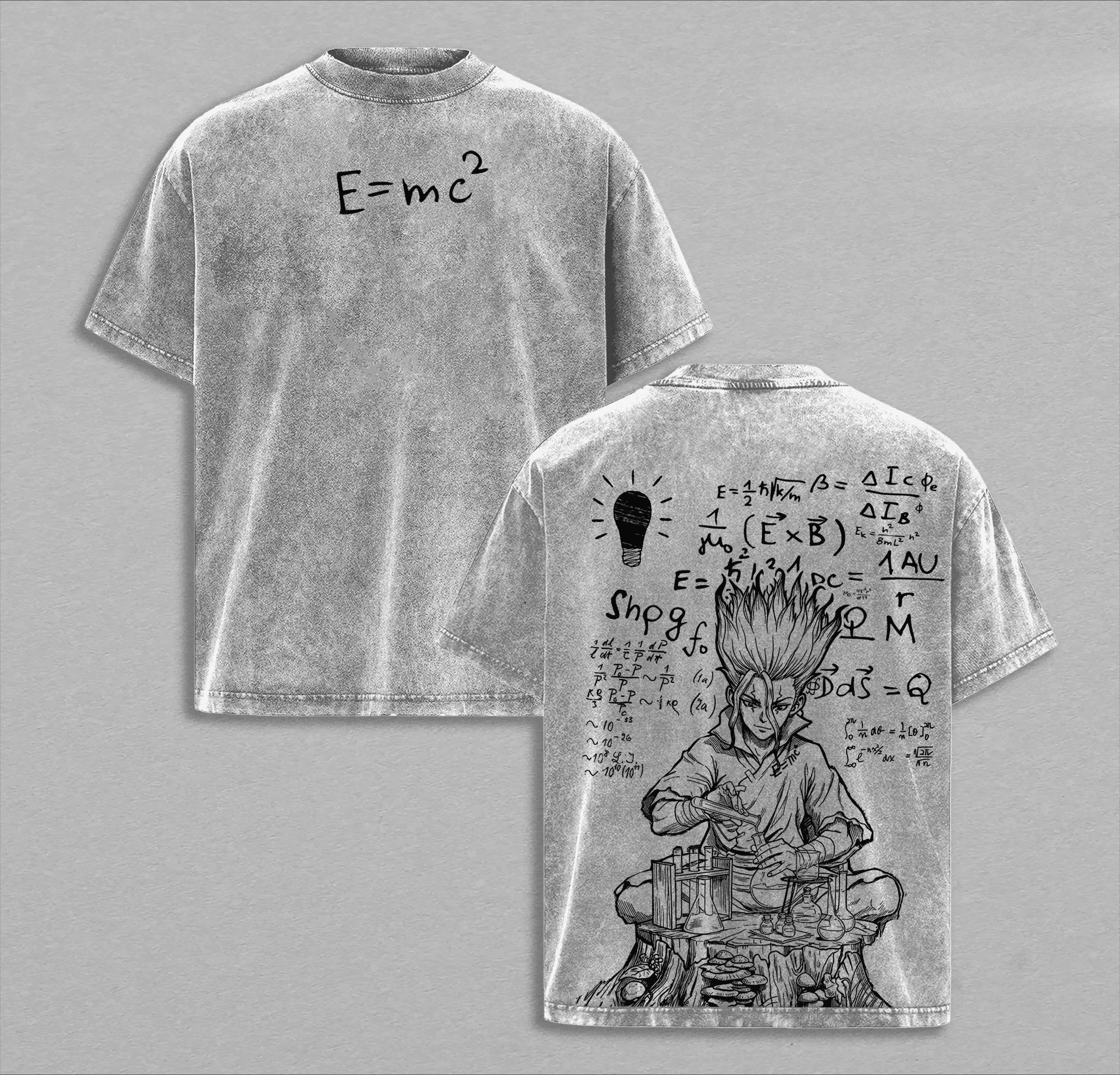 Dr.STONE Senku Ishigami Anime T-shirt Harajuku Washed T Shirt Men Women Clothing Summer Short Sleeve Loose Cotton Tees Tops