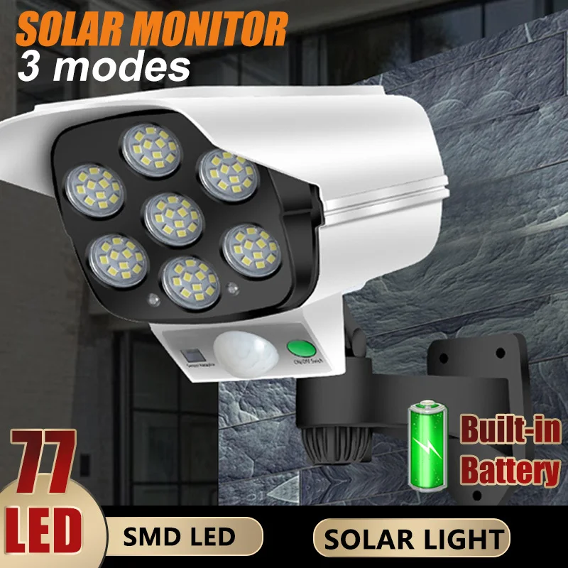 

2/1 шт. Солнечный настенный светильник на 77 светодиодов с 3 режимами работы, водонепроницаемый уличный светильник для двора, наружных стен, гаража, прихожей