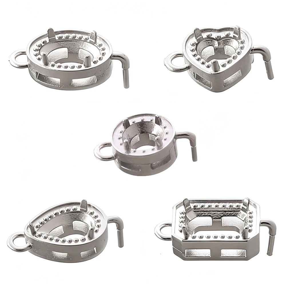 10PCS Stainless Steel Empty Claw Setting Tennis Necklace Bracelet Connectors for Rhinestones Base Claw Crystal Stones Holder