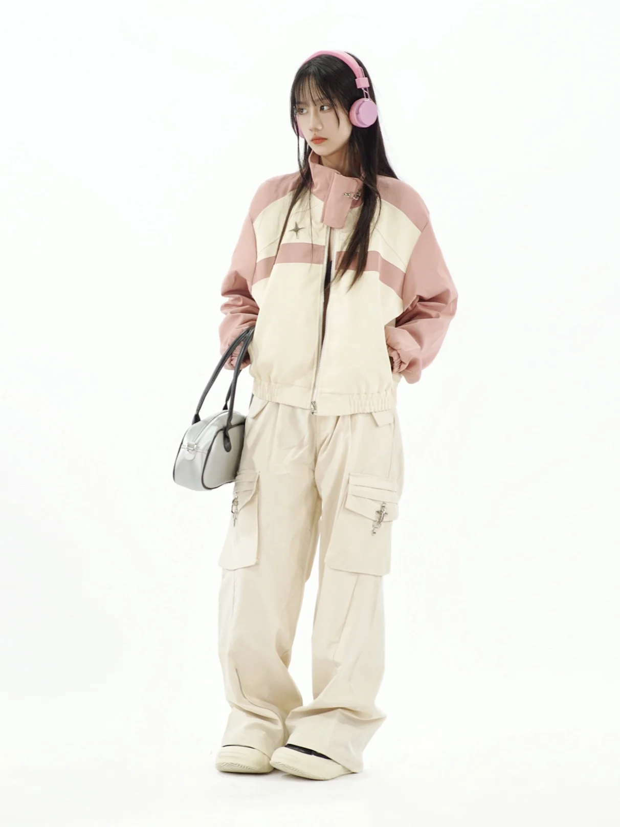 Amoeba Americano Retro Impiombato Colore Ort Pelle Jaet Donna Spicy Or Capispalla Autunno Design Originale Vestibilità Allentata