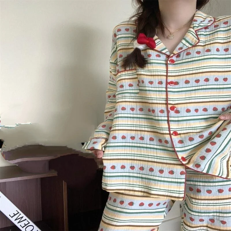 딸기 모양 여성 파자마 세트 패셔너블 홈웨어, 여성용 따뜻한 겨울 파자마 귀엽고 부드러운 파자마 세트