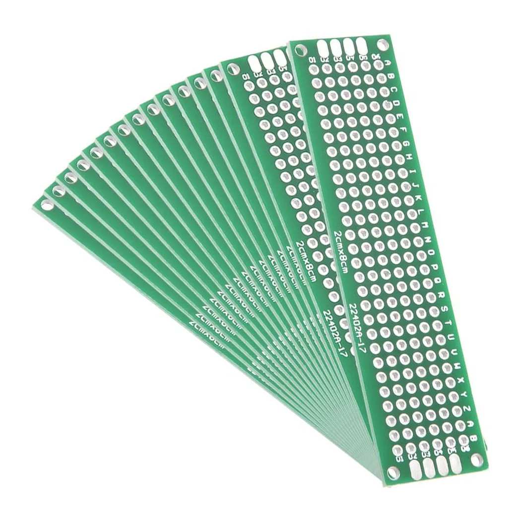 2x8cm PCB Board Small Prototype Boards Universal Printed Circuit Boards Breadboard for DIY Soldering Electronic Project