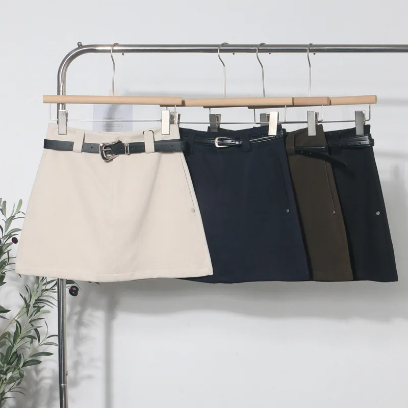 2026 autumn new gray a word hip mini skirt for women