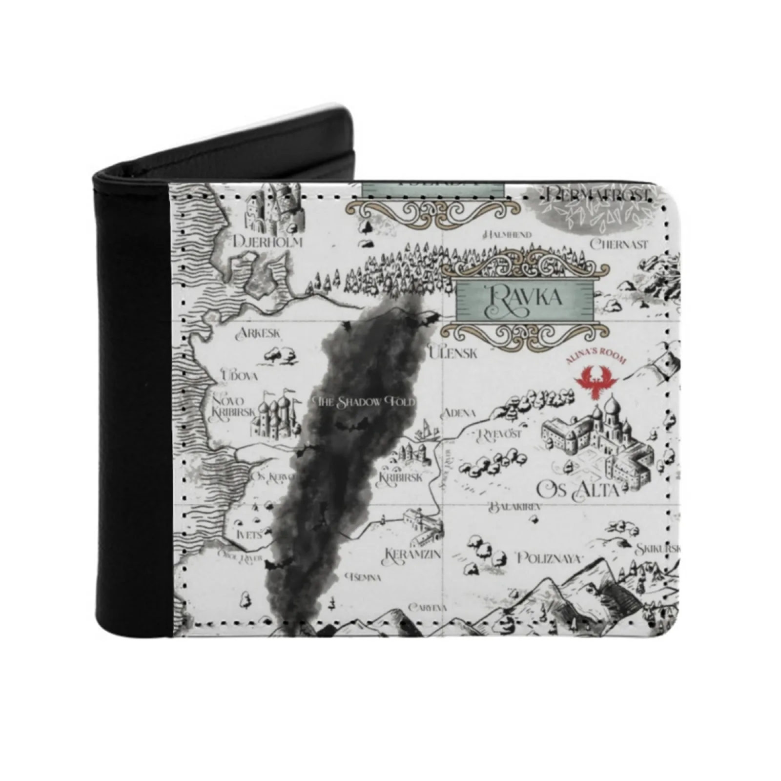 

Grisha Map Personalized Men's Leather Wallet Card Money Bag Pu Leather Wallet Grisha Map World Crow Club Shadow Fold Ravka