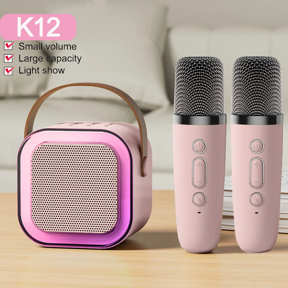 K12 KTV Karaoke Microphone Speaker Wireless Bluetooth Lecture Meeting Voice Box Colorful Lights Audio BT/TF card /U disk /AUX