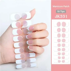 Parche de uñas de Gel semicurado francés para mujer, adhesivo deslizante de cubierta completa, pegatina de uñas de Gel para lámpara UV, manicura de moda DIY, blanco y negro