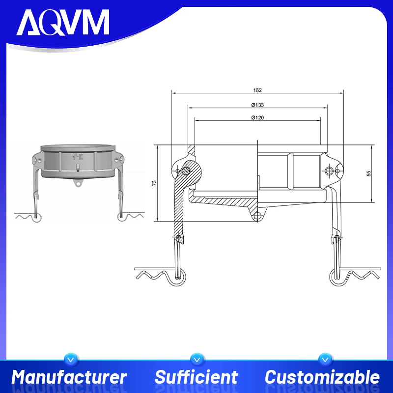 Camlock DC Type DN100 4 Inch 304SS Oversized Hose End Plug Mining Machinery Hydraulic Seal Cap Coupler Fittings