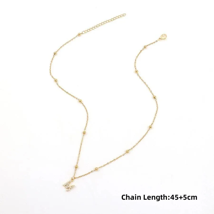 Collar con colgante de 26 letras de circonita, cadena de cuentas de acero inoxidable, Micro pavimentado, joyería para mujer