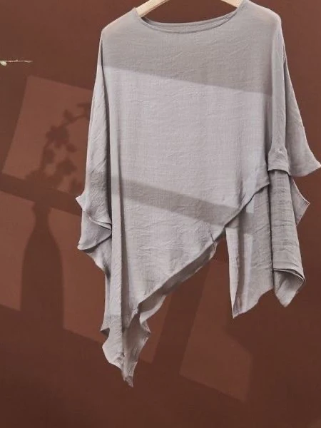 

Женская круглая футболка больших размеров Ne Batwing Sve, цветная асимметричная конструкция, скрывает флютен и эффект похудения