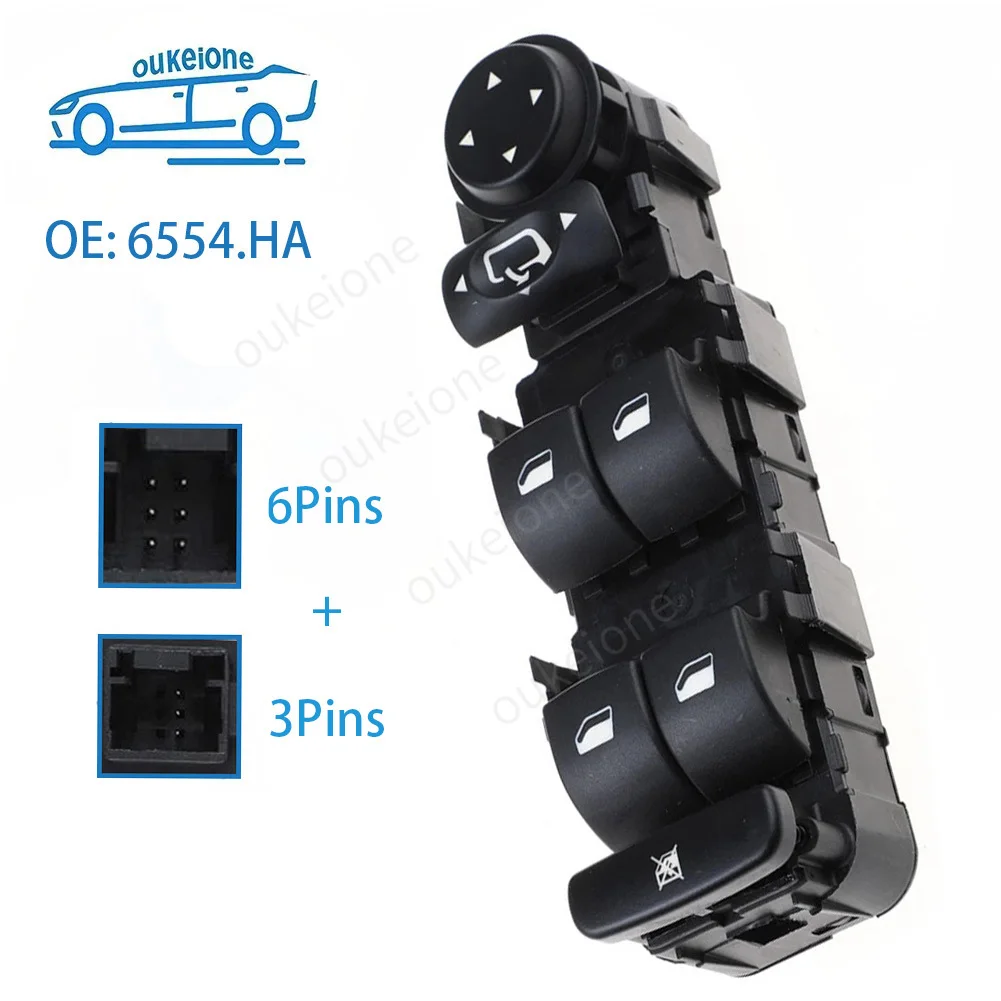 Left Master Electric Window Lifter Control Switch Button with Folding for Citroen C4 2003 2004 2005-2015 Car Parts 6554.HA