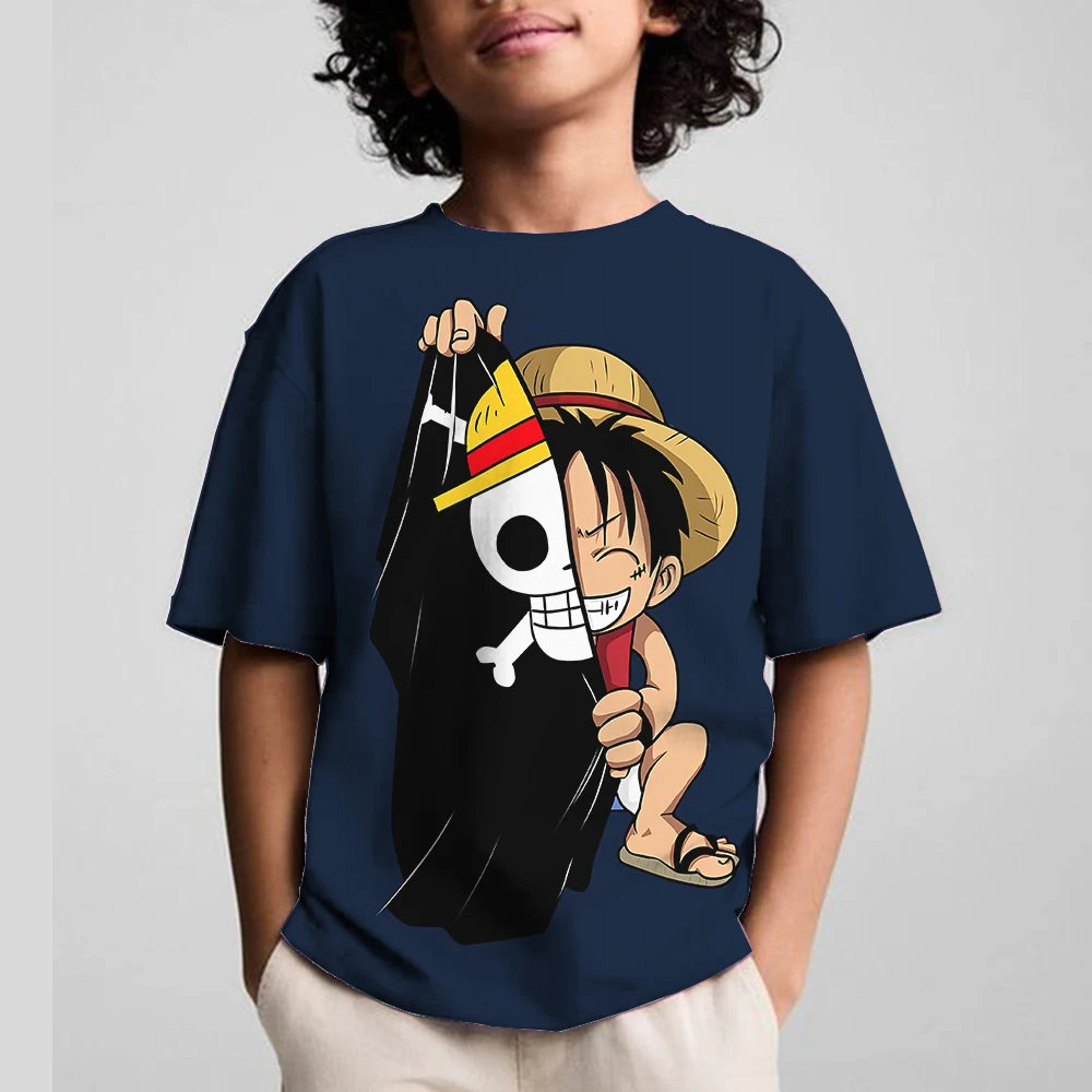 Fashion Kid Anime One Piece Luffy T Shirt Boy Clothing Kids Boys Tshirt Children T-shirt Summer Short Sleeve Tops Tees