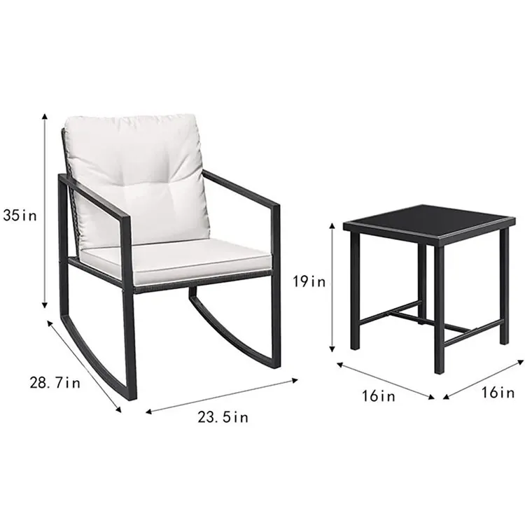 كرسي هزاز من الخيزران المقاوم للطقس قابل للتعديل لكبار السن يمكنه النوم لمجموعة أريكة غرفة المعيشة في الهواء الطلق #3