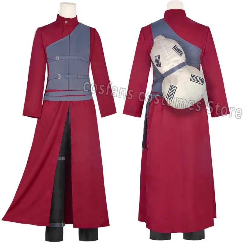 25COSAnime Ninja Gaara Cosplay Costume Adult Long Coat Ninjas Uniform Gourd Bag Full Set Accessory Suit Halloween Party Outfits