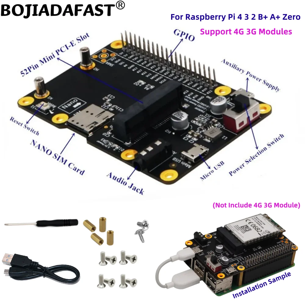 

4G 3G LTE Modem Mini PCI-E MPCIe Wireless Module Adapter 1 Nano Card Holder for Raspberry Pi 4 3 2 B+ A+ Zero