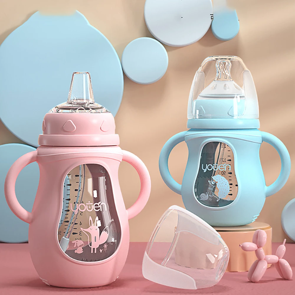 Multi-Function Glass Bottle Set - Bottle/Storage/Sippy Cup All-in-One, Newborn Solid Food Companion, Practical Growth Gift Box