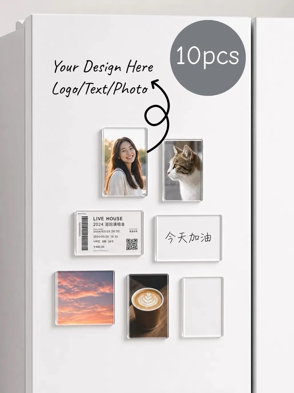 10 Stück personalisierte Acryl-Fotokühlschrankmagnete mit individuellem Logo-Design als Geschenk für Hochzeit oder Muttertag – Detail 6