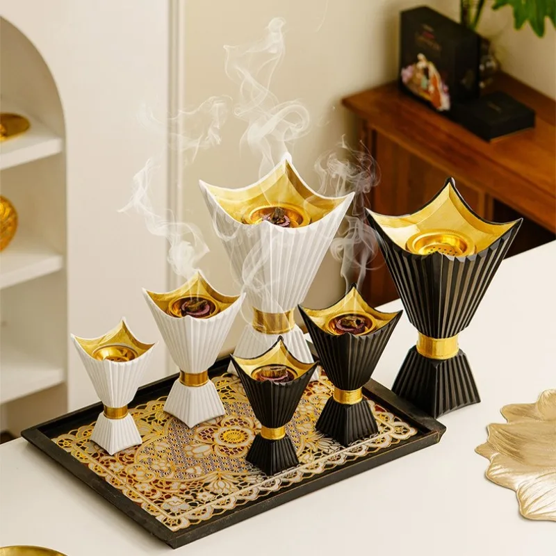 Modern Square Corner Holy Grail Incense Burner Light Luxury Aromatherapy Burner Home Living Room Desktop Decoration Ornament