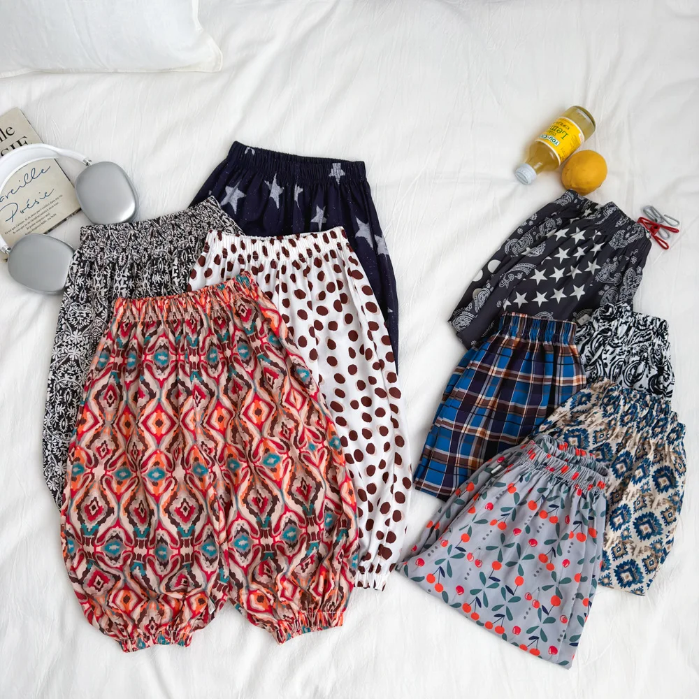 Kids Summer Anti Mosquito Pants Boys Girls Breathable Printed Harem Loose Bloomers Trousers for 2-9Y Children Clothes