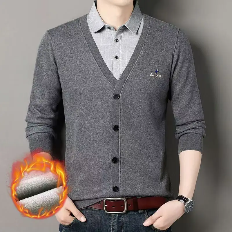 

2025 Winter Men's New Style Fleece-lined Button-Down Shirt - Comfortable, Warm, Thick, And Stylish Casual Base Layer Shirt