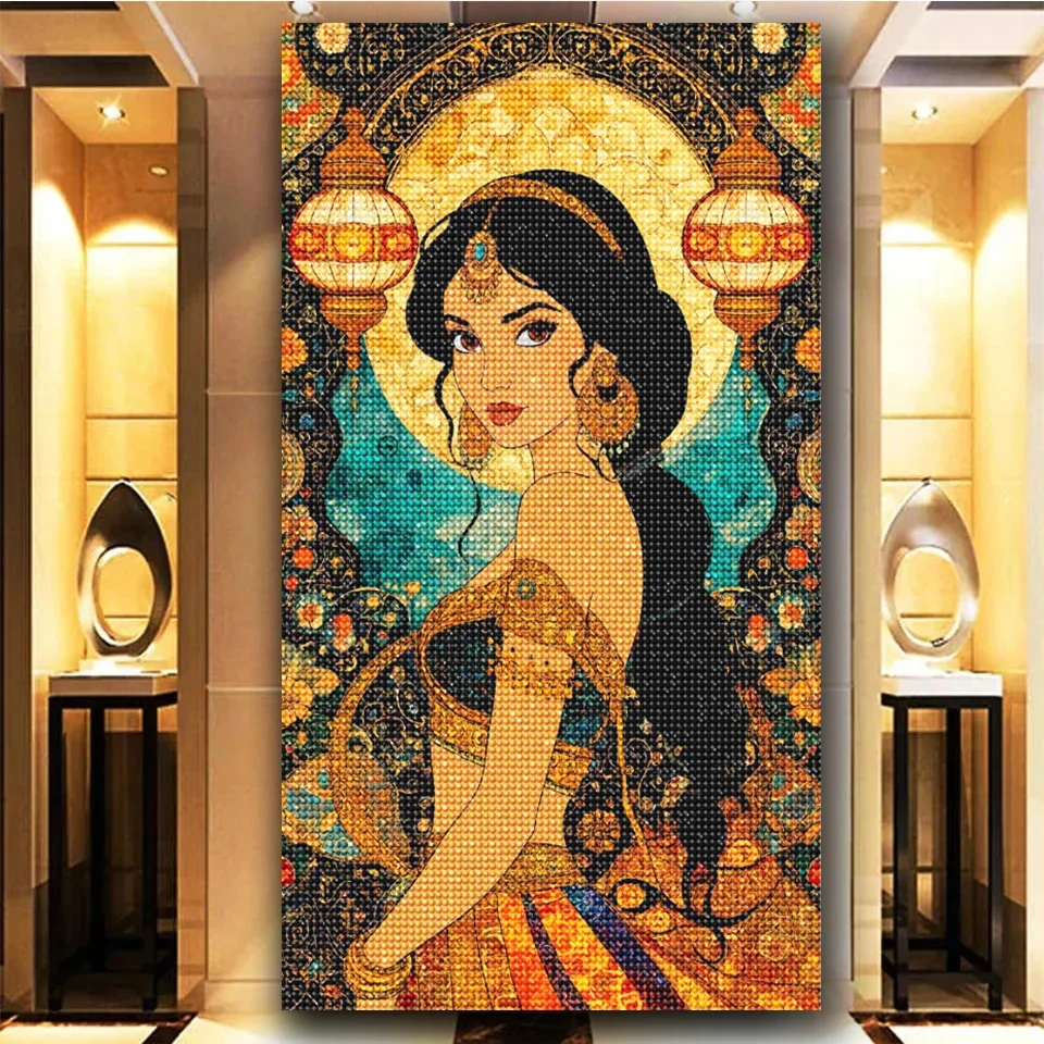 Vibrant Beautiful Princess Diamond Art Diy Diamond Painting Kit Full Square Round Mosaic Craft Kit with Portrait Home Decor
