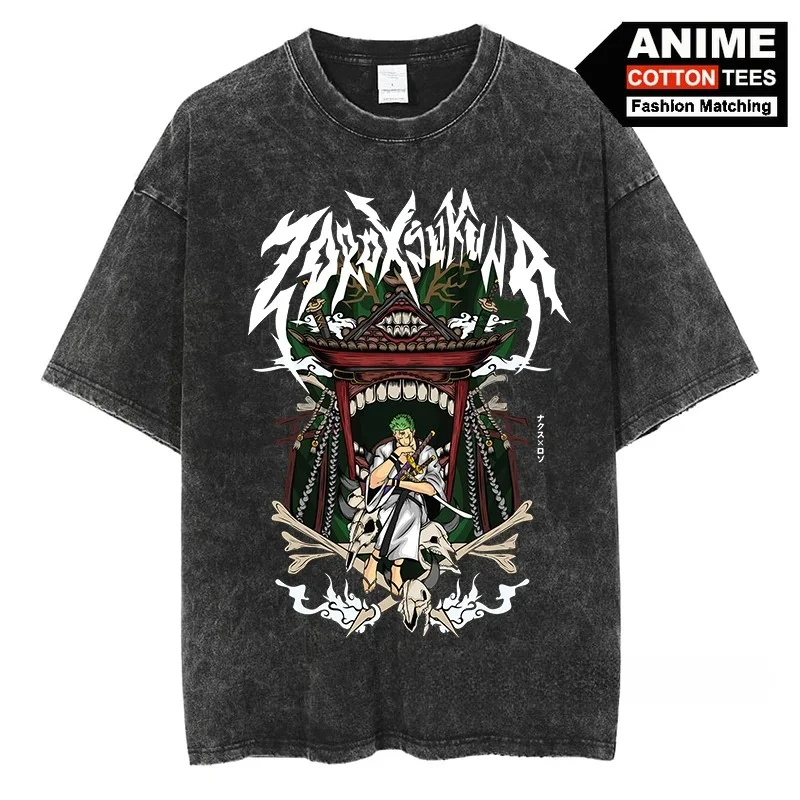 One Piece Roronoa Zoro T Shirt Anime Print Clothes Y2k Harajuku Hip Hop Streetwear Tops Unisex Oversized Vintage Cotton Tees