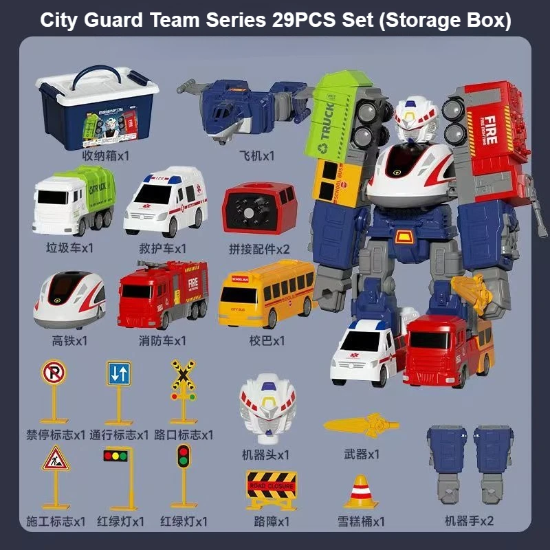 Forze magnetiche deformate per auto robot da costruzione assemblaggio giocattolo città auto della polizia assemblaggio meccanico giocattolo ragazzo set di giocattoli per auto meccanica