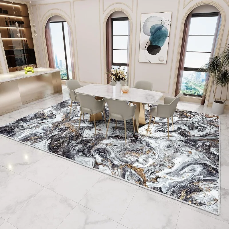 Creative Fluid Art Pattern Living Room Carpet Modern Minimalist Style Bedroom Rug Machine Washable Non-slip Sofa Floor Mat Tapis