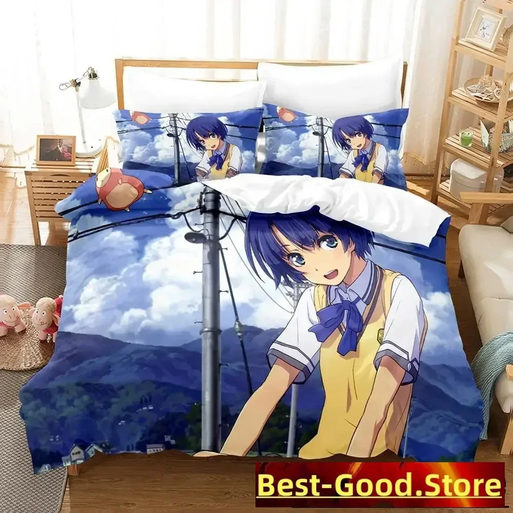 New Kawaii Waiting in the Summer Bedding Set Cartoon Anime three-piece set Adult Kid Bedroom Duvet cover Sets twin bedding set