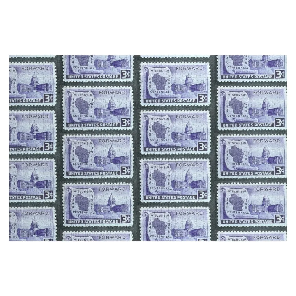 Wisconsin State 1948 USA Vintage Postage Stamp Jigsaw Puzzle Toys For Children Photo Custom Wooden Adults With Photo Puzzle