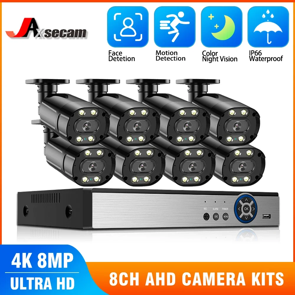 

8CH DVR CCTV Video Surveillance Set 4K AHD Cameras Kit Bullet Camera Color Night Vision HD Video Smart 6in1 DVR Security System