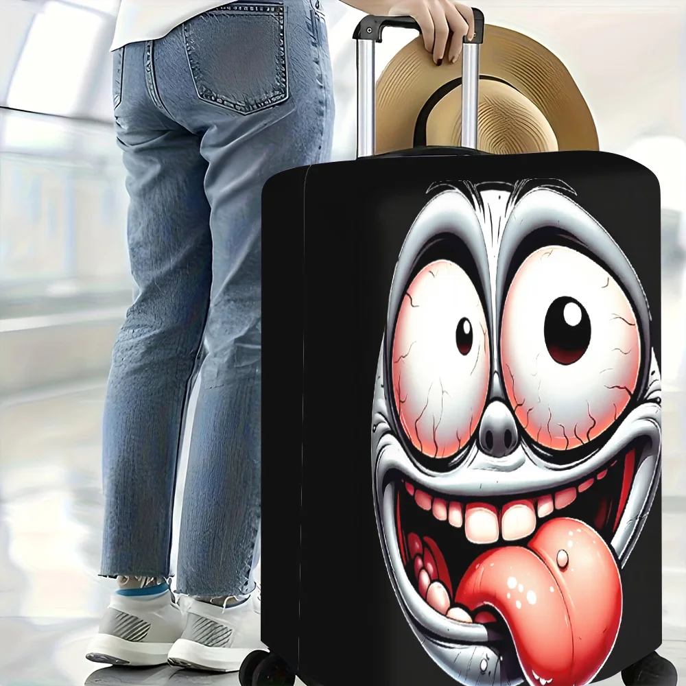 1pc Funny Grimace-Print Luggage Cover. Fits 18–32-inch suitcases; effectively protects your luggage