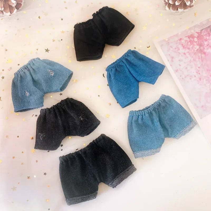 Spot 20cm Star Doll Denim Shorts Broken Trousers Black  Plaid Trousers White