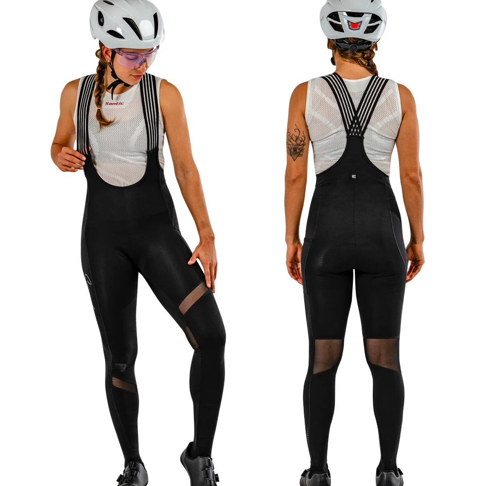 Santic النساء الدراجات مريلة السراويل الربيع الصيف 4 ساعات تنفس 4D مبطن ركوب السراويل في الهواء الطلق سريعة الجافة الجبلية الطريق السائق السراويل