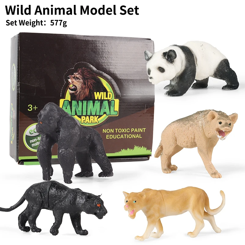 Oenux Simulation Zoo Animals Wild Dinosaur Farm Scenes Playset Action Figure Cow Horse Lion Model Cute Kids Toy Gift With Box