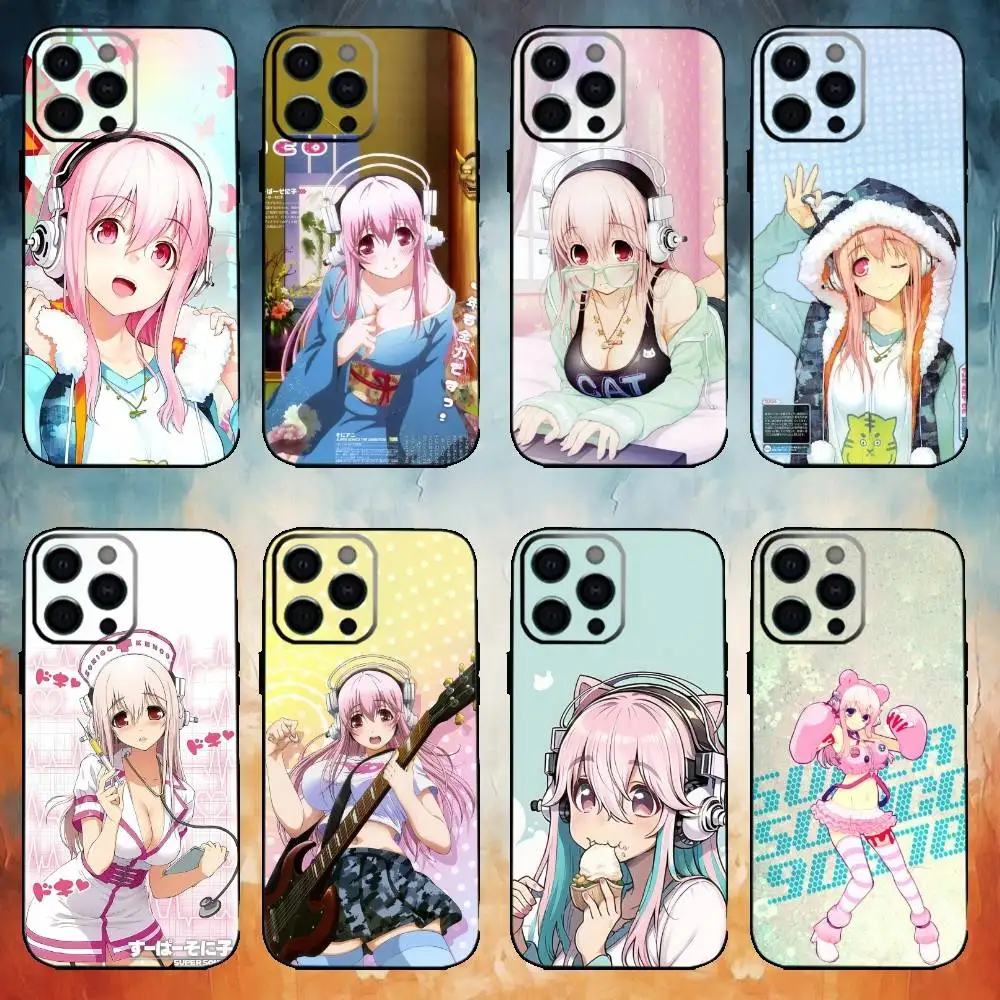 S-Super S-Sonico  Phone Case For iPhone 17,16,15,14,13,12,11 Plus,Pro Max,Soft Silicone Black Cover