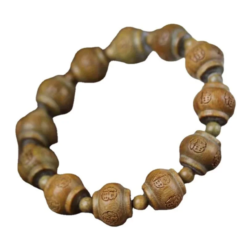 Perles de lanterne en bois de santal vert pour hommes et femmes, chapelet décoratif, spécifications de style Wufu, bijoux de palissade, 1.5 × 12