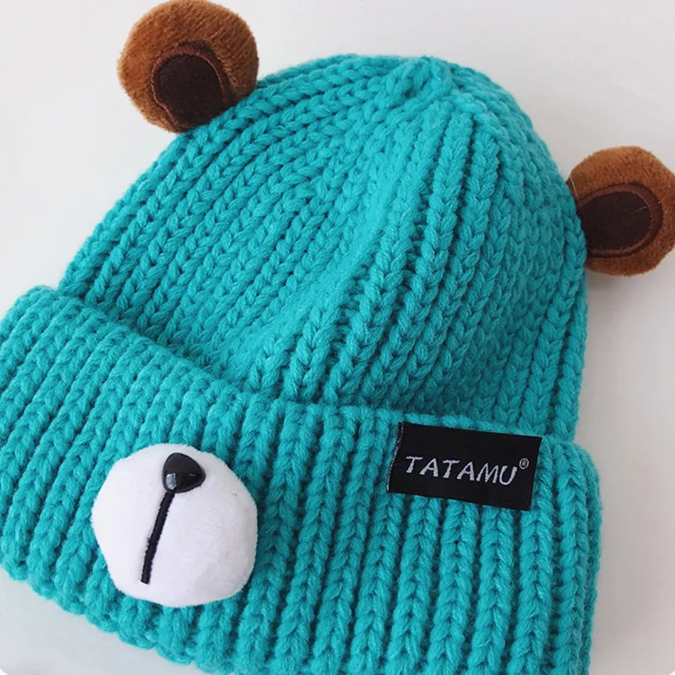 Autumn Winter Solid Color Children Knitted Hats Baby Girls Boys Beanies Caps Warm Soft Casual Hats for Kids 4-8 Years