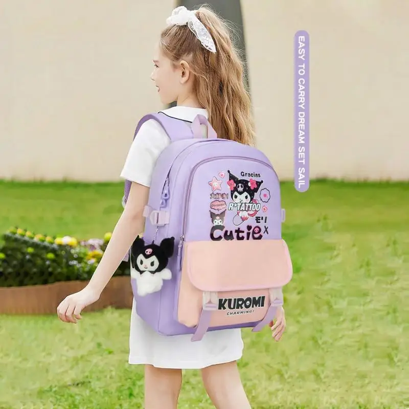 Anime Kuromi School Bag Student Backpack Third To Sixth Grade Large Capacity Multi-Pocket Waterproof Wear-Resistant Girls Gift