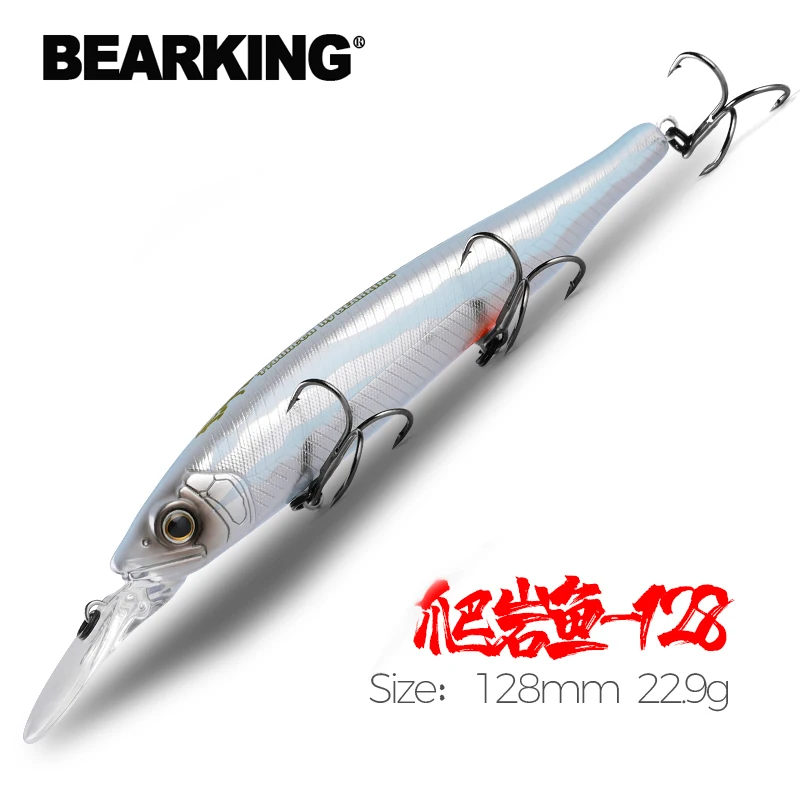 BEARKING 128mm 22.9g depth2 - 3m Wobbler Top fishing lures hard bait minnow quality hooks Fishing accessories for fishing tackle