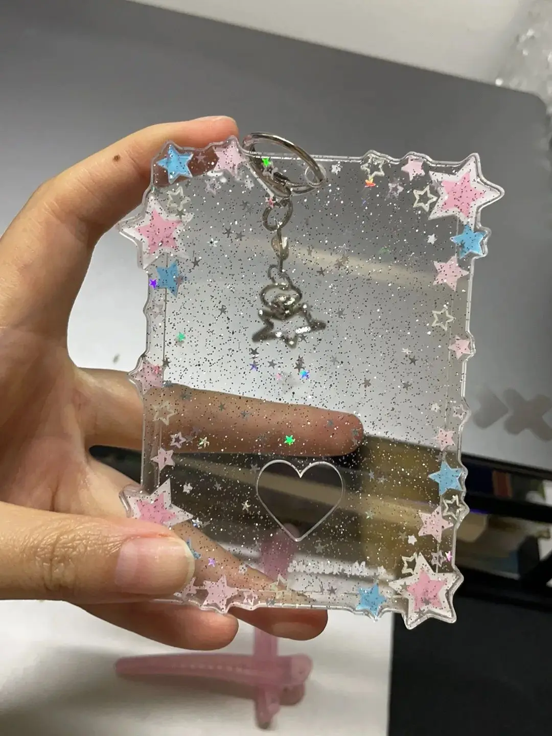 Glitter Star Acrylic Card Sleeve 3 Inch Kpop Photocard Holder Photo Card Protector