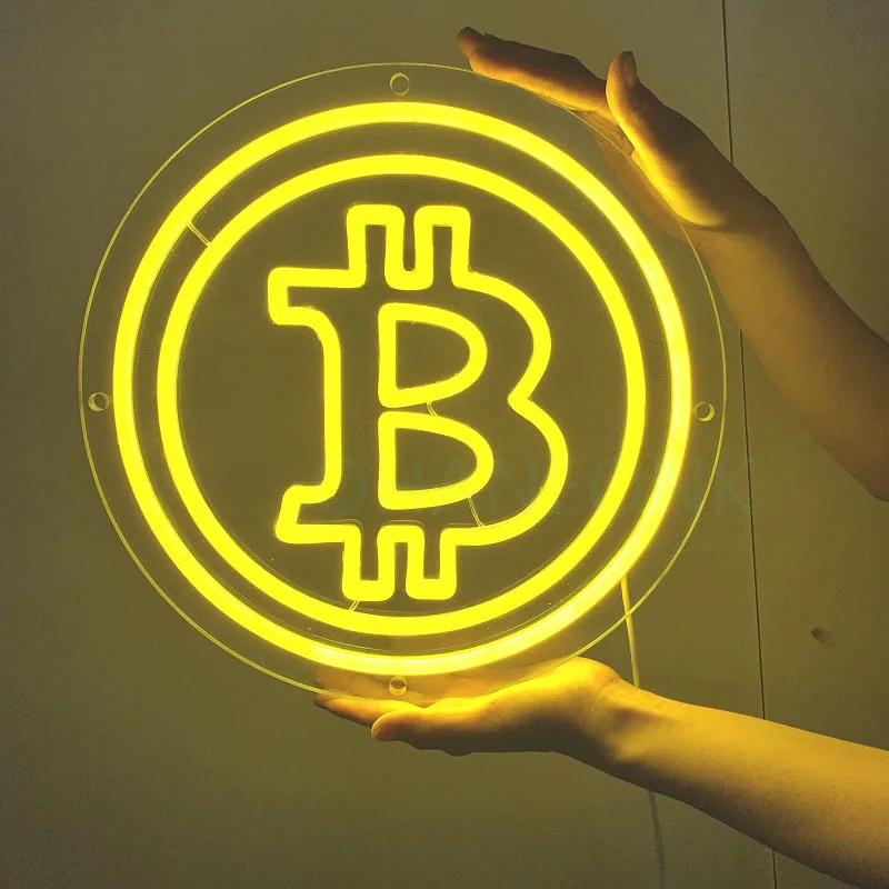 LED Neon Light Signs Bitcoin Bar Restaurant Decoration Shop Indoor Neon Lamp Business Advertising Wall Decoration