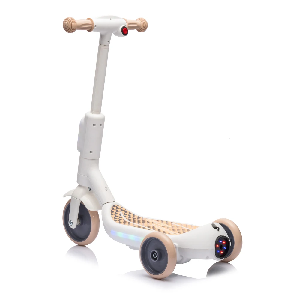 2in1 Kids Ride On Three-Wheel Electric Scooter Tail Color Lights Wider Pedal With Music One Button Acceleration For Kids 3+