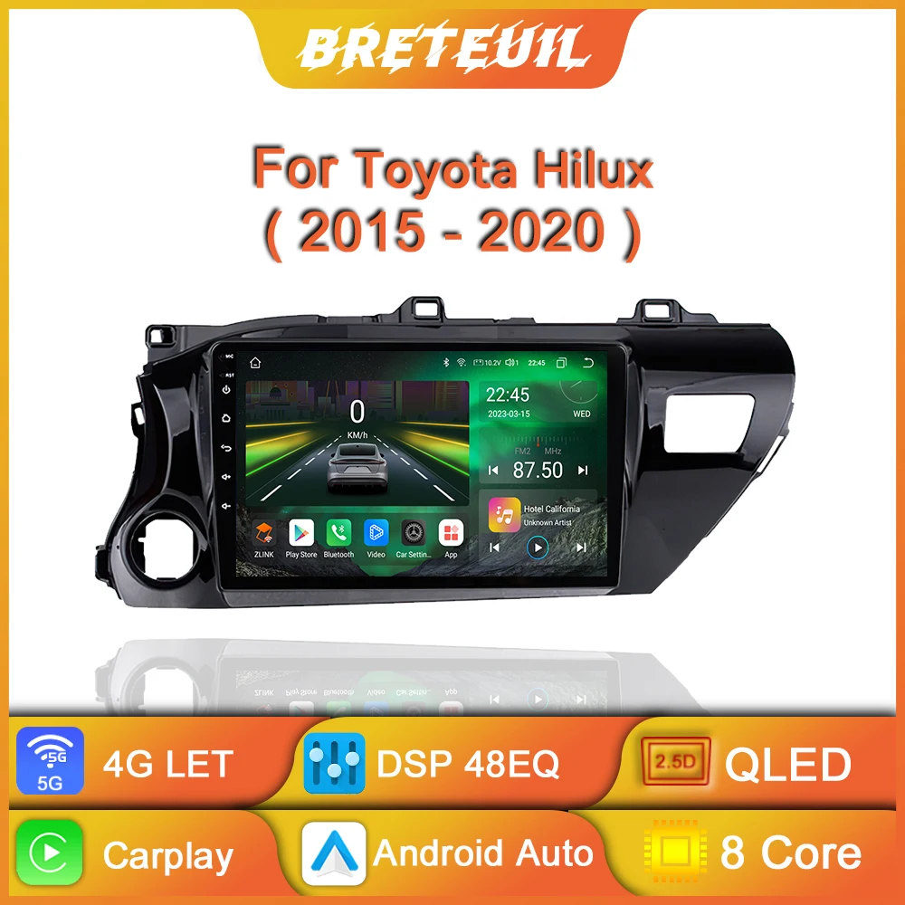 For Toyota Hilux Pick Up AN120 2015 - 2020 Car Radio Android Multimedia Player Navigation GPS Carplay Touch Screen Auto Stereo