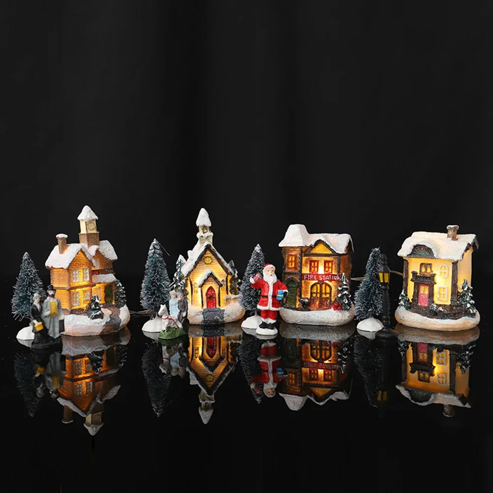 

Christmas Glowing Little House Set Resin Christmas Little House Ornaments Christmas Glowing Little House Set Home Garden Décor