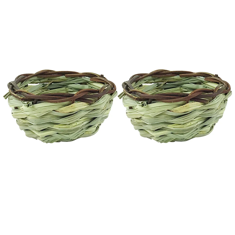 

2Pcs Straw Bird Nests Natural Woven Breeding Resting Hideaway Shelter Safe Warm Bird Sleeping Nest for Home Garden Outdoor