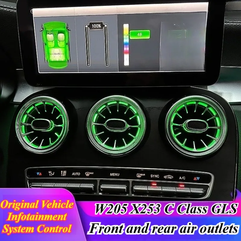 

For Mercedes C Class W205 GLC 2015-2022 Air Vent Turbine Light Interior Ambient Lighting Kit 64 Color USB Powered Car Accessorie